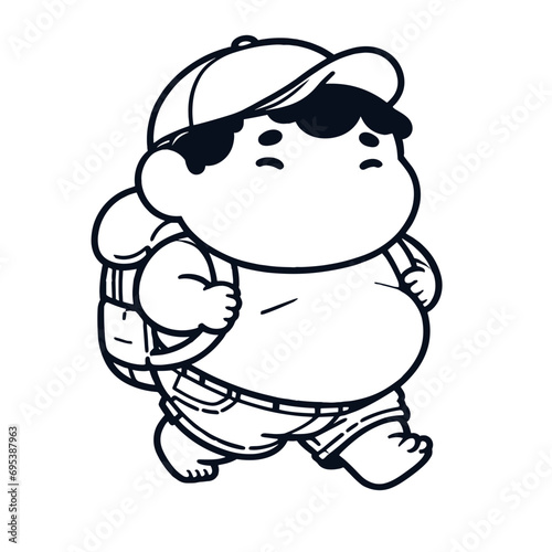 Black and white logotype of a fat child	
