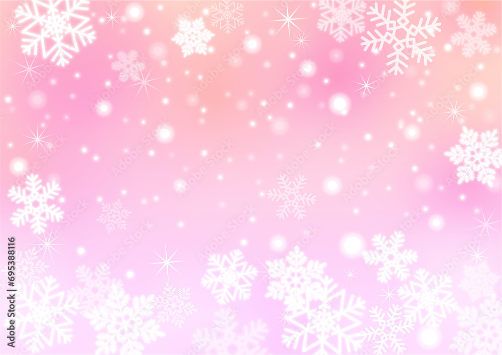 キラキラ雪の結晶　イメージ　ピンク