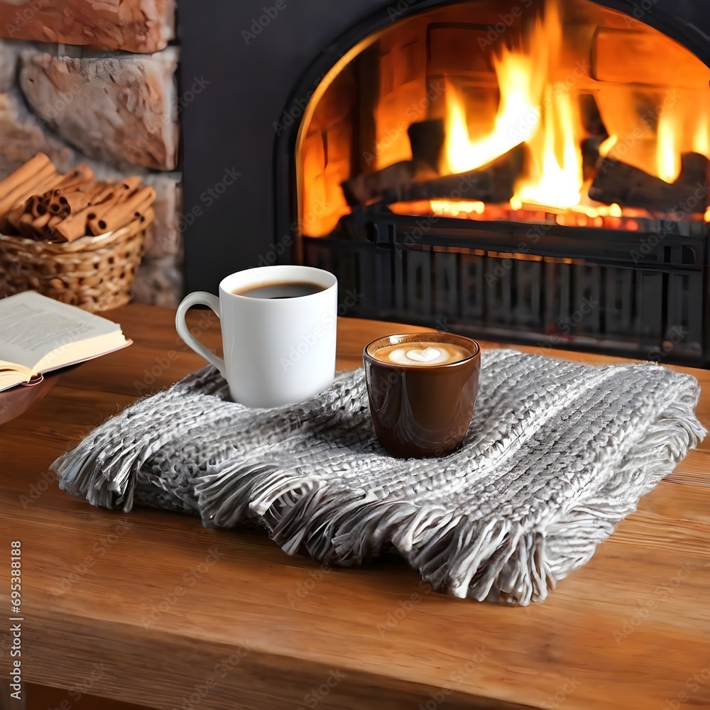 Cup and fireplace