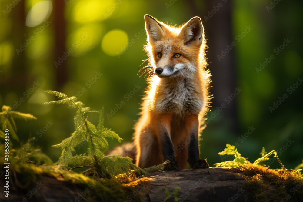 red fox in the forest,ai generated