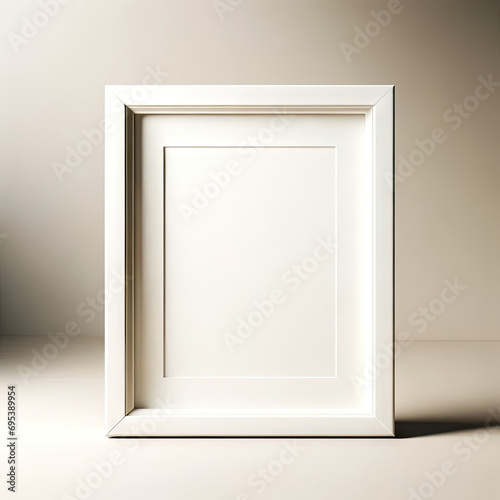 White frame mockup style on beige background in morning light