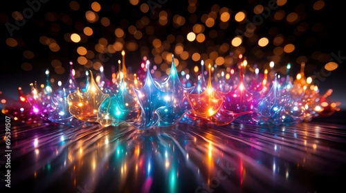 Long Exposure Multicolored Fireworks Against Night, Background HD, Illustrations