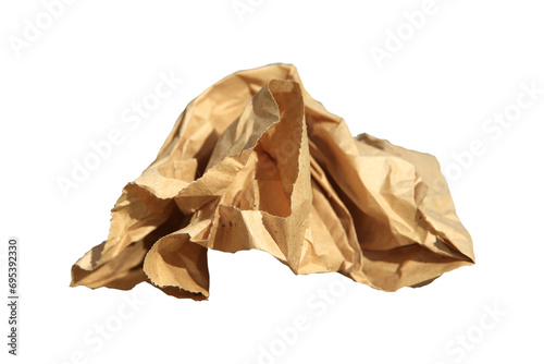 Принти на полотні lumpy brown paper, wrinkled, trash isolated on white background.