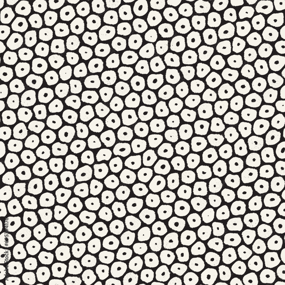 Vector seamless hand-painted pattern. Abstract decorative background with brush strokes. Monochrome hand-drawn texture.