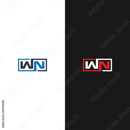 WN logo. W N design. White WN letter. WN, W N letter logo design. Initial letter WN linked circle monogram logo, WN letter logo vector design. logo