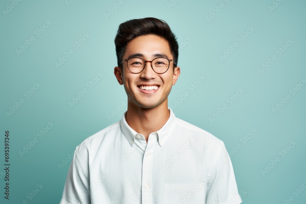 Simple Asian Man Image Portrait of a tender asian man in his 20s wearing a simple cotton shirt ...