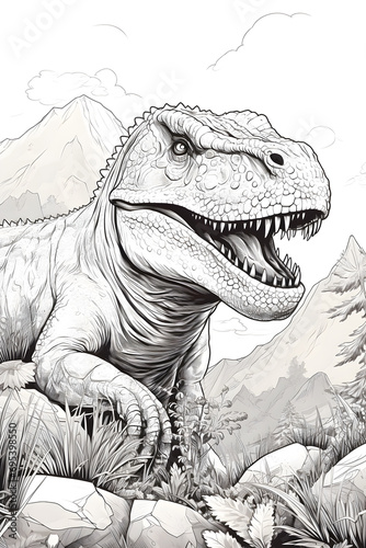 hand drawing of a dinosaur on a white background. © EvhKorn