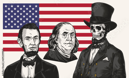 American politicians colorful set label
