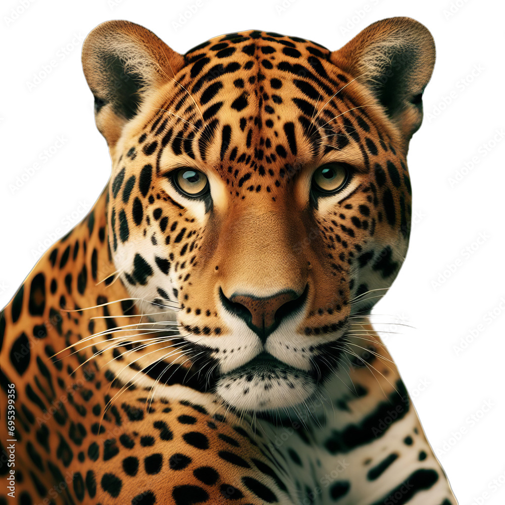 Obraz premium portrait of a leopard on transparent or white background, png