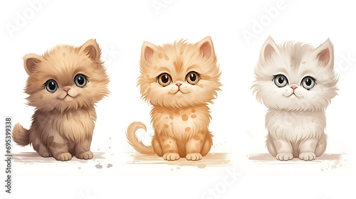 cute cartoon kitten set.