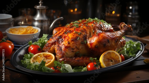 Tasty Baked Turkey Thanksgiving Day, Background HD, Illustrations