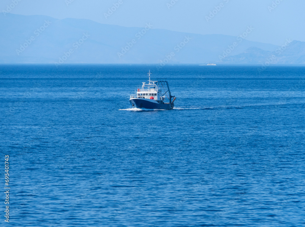 Fishing boats in the Aegean Sea in Greece Fishing boats in the Aegean Sea in Greece