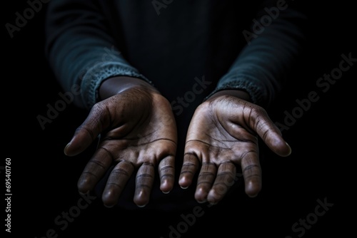 Aging gracefully: a closeup portrait of a wise and weathered elderly man's hands photo