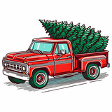 Christmas tree in a pickup truck
