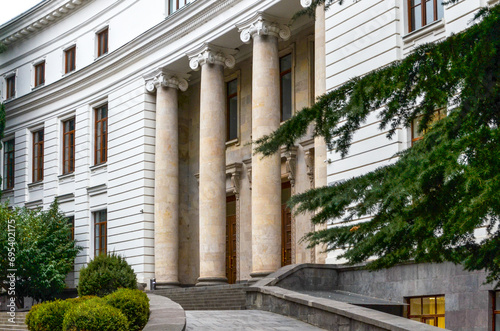 main entrance of Ivane Javakhishvili Tbilisi State University on Ilia Chavchavadze Avenue photo