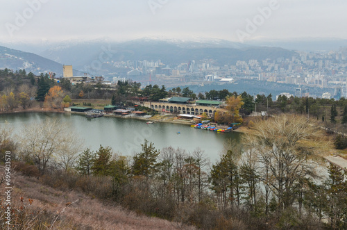 Kus Tba (Turtle Lake) in winter scenic view (Tbilisi, Georgia)  photo