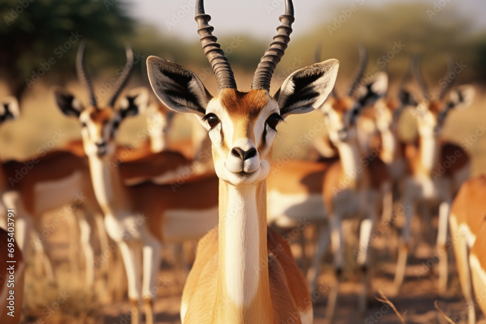A group of gazelles with grinning expressions, ideal for conveying a