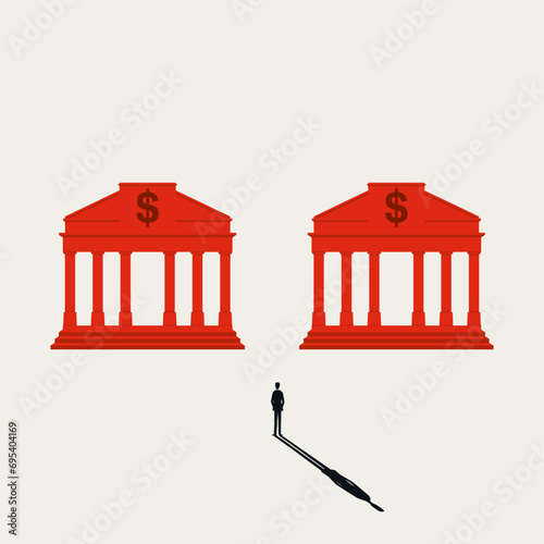 Bank choice, business vector concept. Symbol of private banking, accounts, savings. Minimal design illustration.