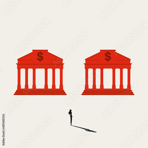 Bank choice, business vector concept. Symbol of private banking, accounts, savings. Minimal design illustration.