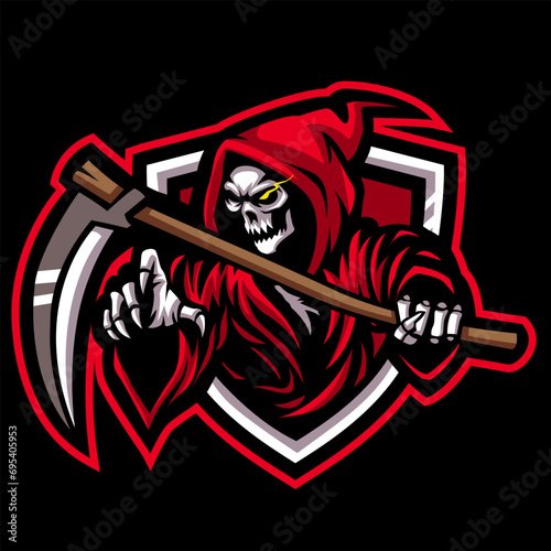 Grim reaper mascot esport logo design.