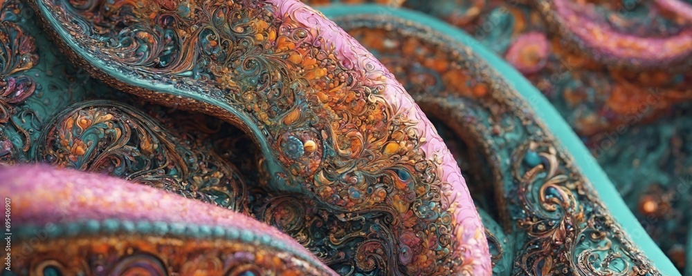 a close up of a colorful fabric