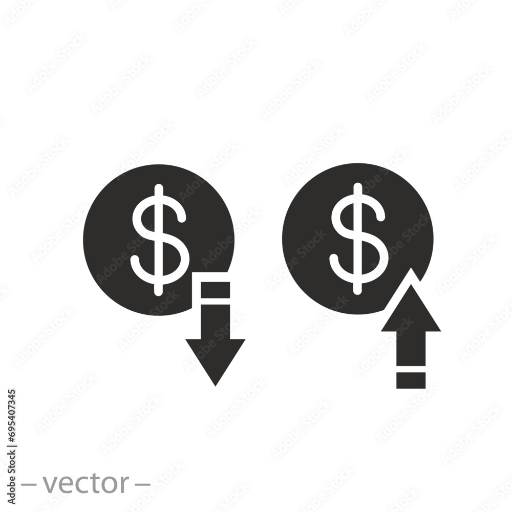 up down arrows icon, indicators of the financial crisis, growth loss dollar, flat symbol on white background - vector illustration eps10 up down arrows icon, indicators of the financial crisis, growth loss dollar, flat symbol on white background - vector illustration eps10