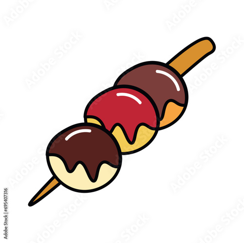 Sushi roll of food colorful set. An artful representation of Japanese delicacies unfolds in illustration, where the design beautifully complements a mouthwatering rise balls. Vector illustration.