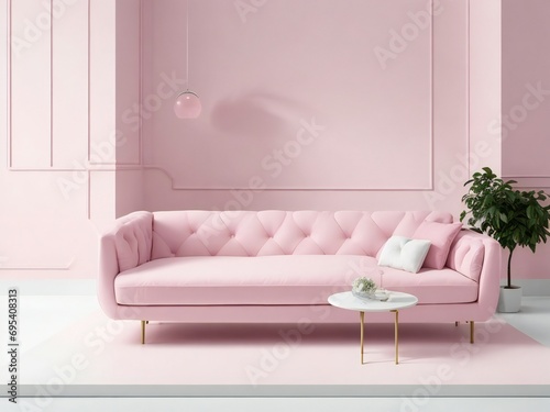 The modern interior design of the living room with pink sofa in Home Interior