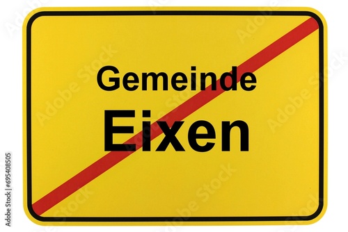 Illustration eines Ortsschildes der Gemeinde Eixen in Mecklenburg-Vorpommern