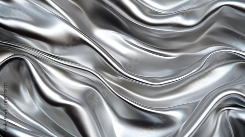 luxurious pearl, silver silky fabric with graceful folds. The texture is smooth and soft to the touch.