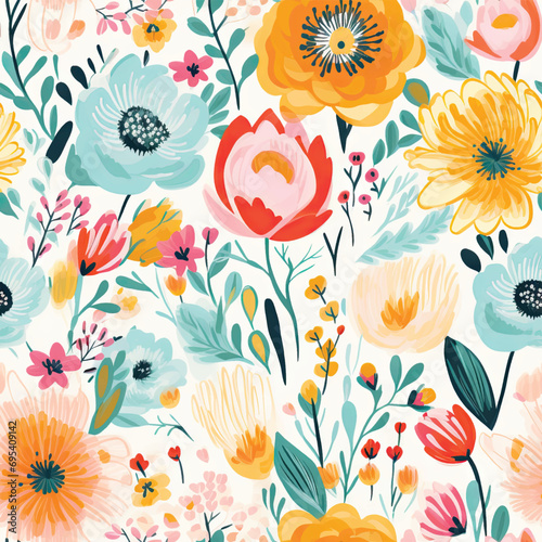 vector hand drawn abstract floral pattern