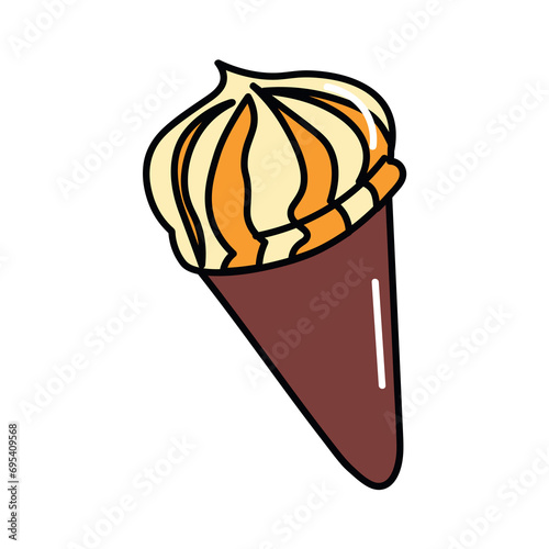 Ice cream of food colorful set. A mouthwatering illustration exudes sweetness, as the design elements blend seamlessly with the ice cream cone's charm. Vector illustration.