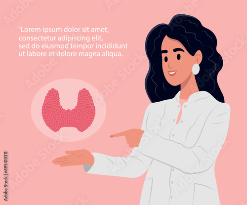 Endocrinologist deal with the diagnosis and treatment of the human thyroid gland. Hypothyroidism, hyperthyroidism concept. World Thyroid Day. January is Thyroid Awareness Month.