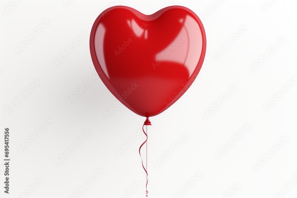 Red heart balloon with cord flies.