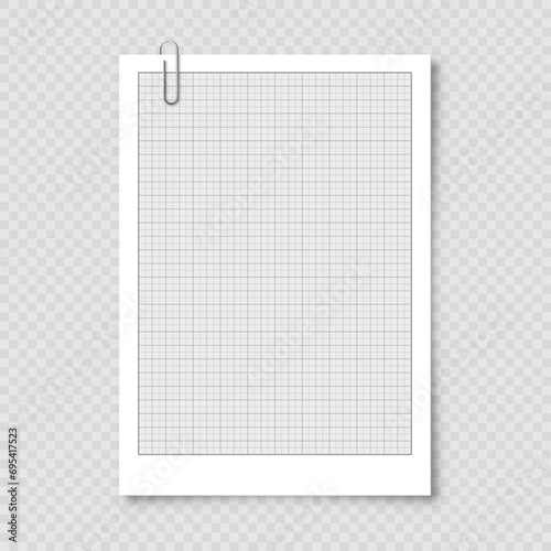 Fototapeta Naklejka Na Ścianę i Meble -  Sheet of graph paper with grid. Millimeter paper texture, geometric pattern. Gray lined blank for drawing, studying, technical engineering or scale measurement. Vector illustration