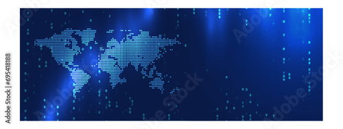 Dotted world map,map template for web site pattern, infographics on blue background.	