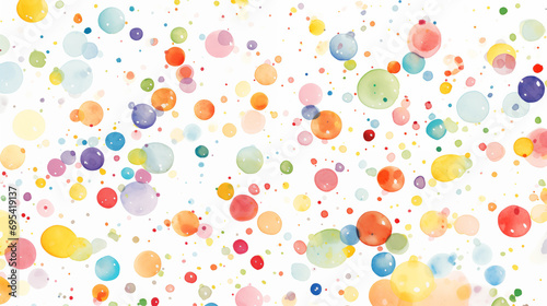 Colorful Watercolor Dots Pattern on White Background