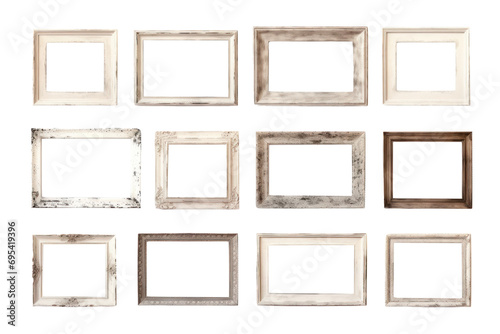 Collection of shabby chic photo frames,On a transparent background. Isolated. photo