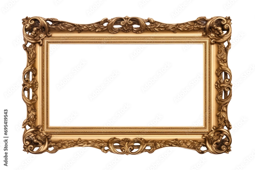 Antique gold frame with copy space on transparent background. Isolated. Antique gold frame with copy space on transparent background. Isolated.