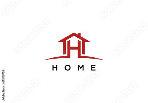 real estate letter H house logo concept architecture home construction company logo realty rent symbol icon vector template