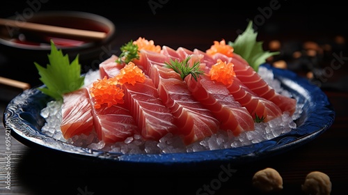 Blue fin fatty tuna sashimi. Ai generative