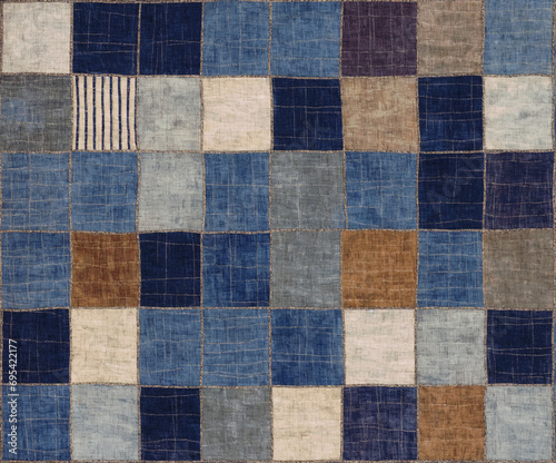 Decorative retro background with denim patchwork