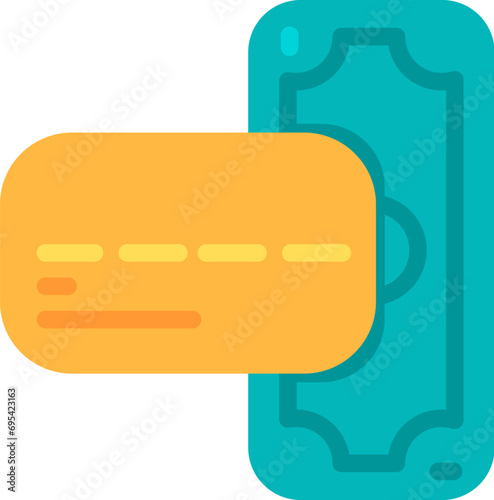 Plastic bank card for savings and purchases in electronic online stores. Reliable protection of bank accounts. Payment and settlements for digital goods. Simple Flat vector isolated on white back
