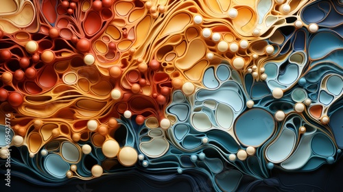Obraz na płótnie An ethereal blend of gold and light, this abstract art piece captures the whimsical essence of circles and dots w salonie
