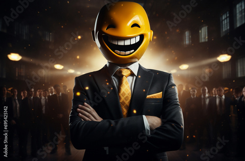 Unveil the deceptive smile of a cunning scammer, portrayed in a three dimensional cartoon image, showcasing their unscrupulous presence within the business realm. Generative AI.