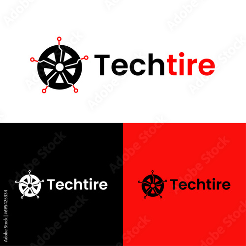 Techtire logo concept for automotive technology company   | Techtire Logo, Tech Logo, Automobile Logo, Technology Logo in Royal Red and Black Color