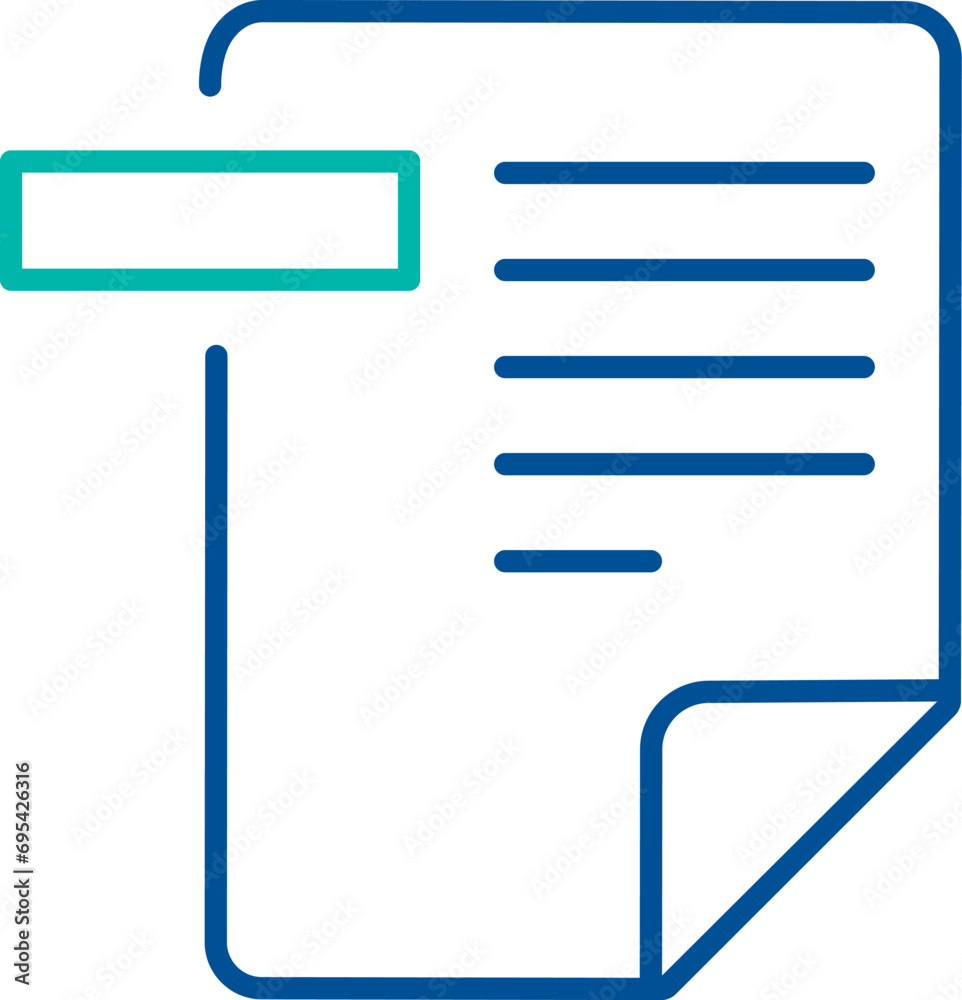 Document with minus sign, business process organization symbol. Excluding files and information from the database. Simple linear color icon isolated on white background Document with minus sign, business process organization symbol. Excluding files and information from the database. Simple linear color icon isolated on white background