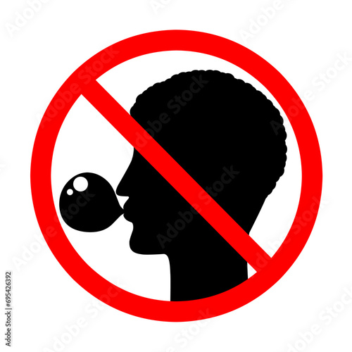 Sign Prohibiting Eating Chewing Gum. Caution Symbol Chewing Gum is Not Allowed. Vector Illustration