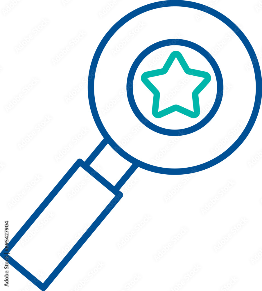 Magnifying glass looking for important data, business process organization symbol. Carefully study current information. Simple linear color icon isolated on white background Magnifying glass looking for important data, business process organization symbol. Carefully study current information. Simple linear color icon isolated on white background