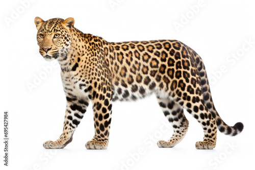Amur leopard on white background photo